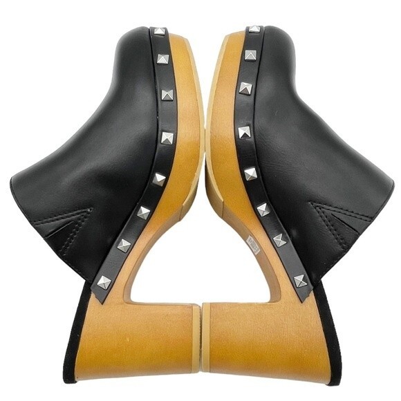 NWT Torrid Platform Studded Black Faux Leather Wooden Heel Mule Size 6.5 WW NEW - Picture 12 of 16